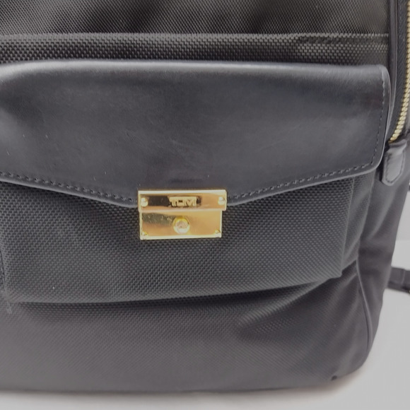 Tumi Black Nylon Leather Trim Zipper Closure Double Top Handles Backpack main image 13